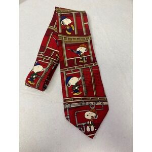 Peanuts‎ Snoopy Mr Fix It Silk Tie Red Construction Cartoon Mens